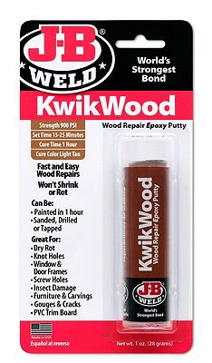 J-B Weld 8257- KwikWood - Light Tan Wood Repair Epoxy Putty + Plus RM48 Post