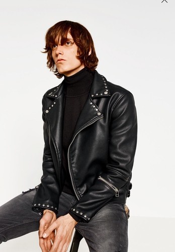 NEW ZARA MAN PARKA FAUX LEATHER THREE 