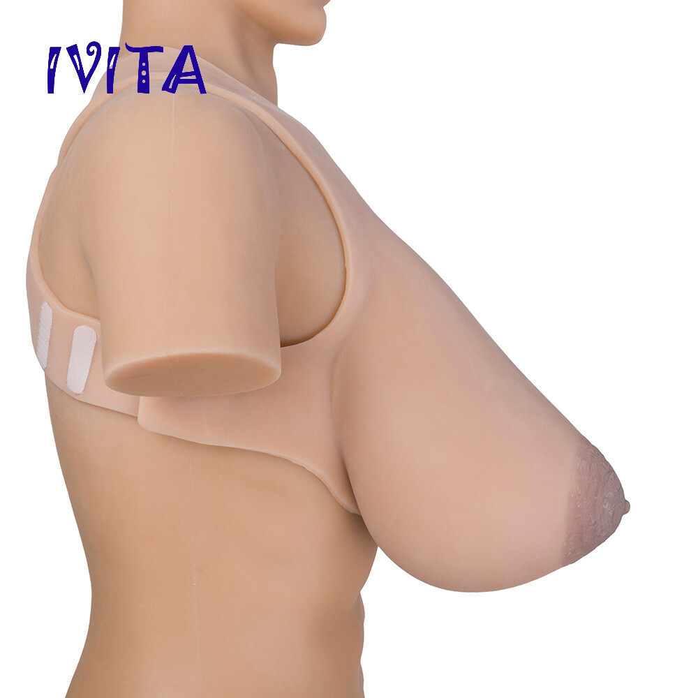 IVITA 11XL Prothesis Silicone Breast Big Nipple With Straps Trangender  Boobs | eBay
