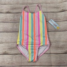 Cat  Jack Girls Size XS Multi Colored Striped One Piece Swimsuit NWT 23