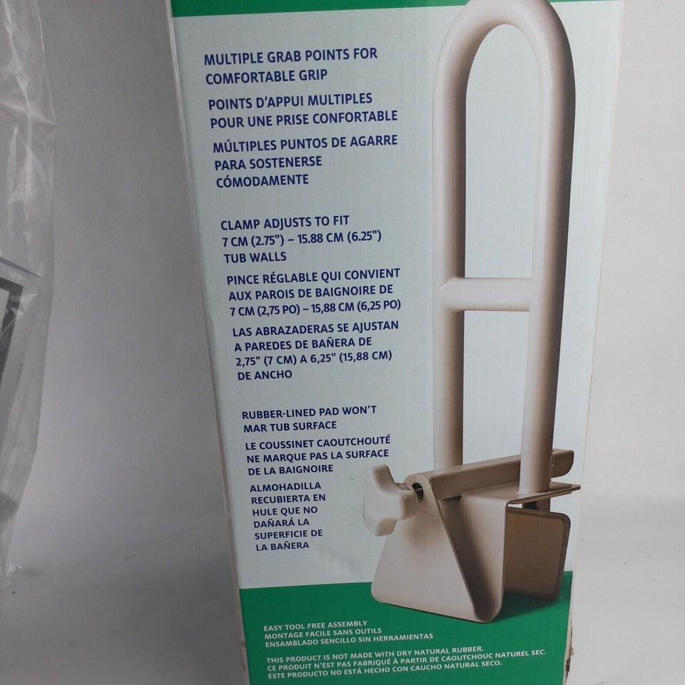 Medline White Clamp On Bath Tub Safety Bar Handle New in Box eBay