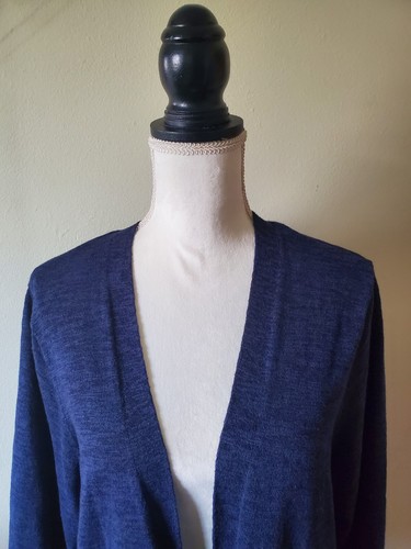 Croft & Barrow Women's PXXL Cotton Blend Open Front Shrug Cardigan Navy Blue - Picture 2 of 12