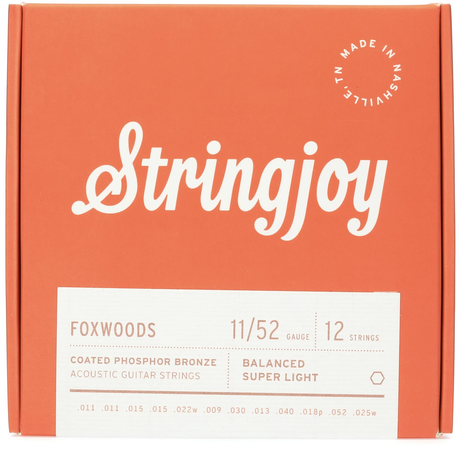 Струны Stringjoy Foxwoods для 12-струнной акустической гитары с покрытием из фосфористой бронзы - 3890₽