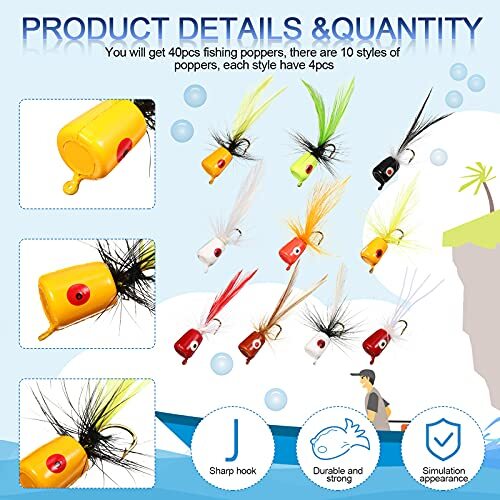 Fly Fishing Flies Fly Poppers Panfish Poppers Dry Flies Fly Fishing Popper 40 - Image 2