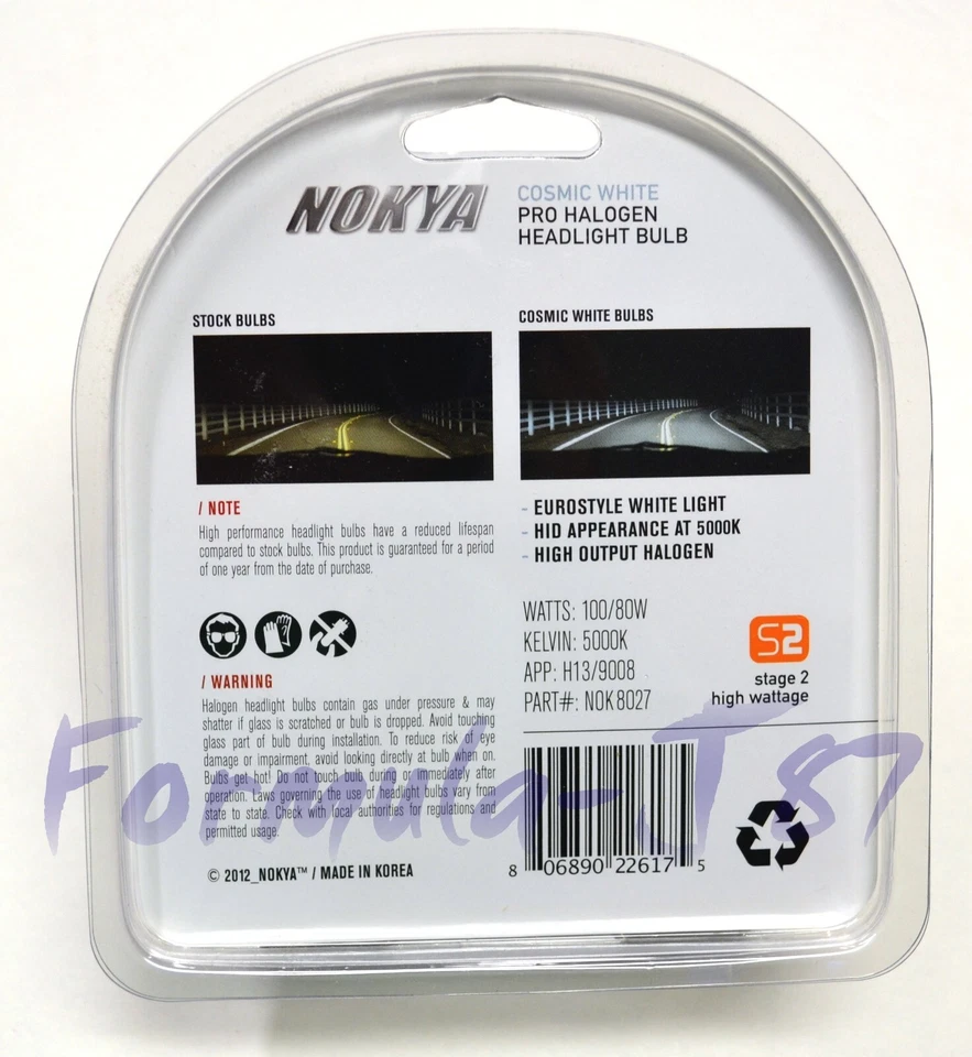 Nokya 5000K Blanco 9008 H13 Nok8027 100/90W Dos Bombillas Cabeza Luz Reemplazar Actualización Foto 3 de 4