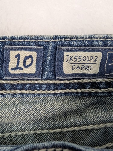 Miss Me Jeans Girl's JK5501P2 Capri Size 10 Jeweled Flap Pockets Bling Cowgirl - Picture 3 of 14
