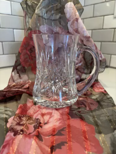 Lead Crystal Cut Mug Stein Tankard Polished Ejector Star Cut? Bohemian?