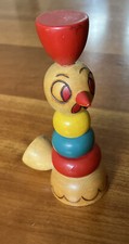 Vintage Russian Folk Art Wooden Rooster/Chicken Toy