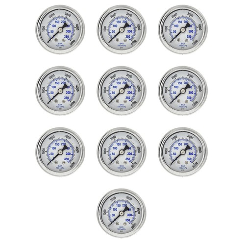 Liquid Filled Back Mount Pressure Gauge with 1.5" Dial, 0-5000 PSI, 1/8"MaleNPT - Picture 7 of 8