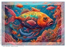 Psychedelic Fish 1 Artwork Canvas 36x24 - 1/1 Original Printed on Demand