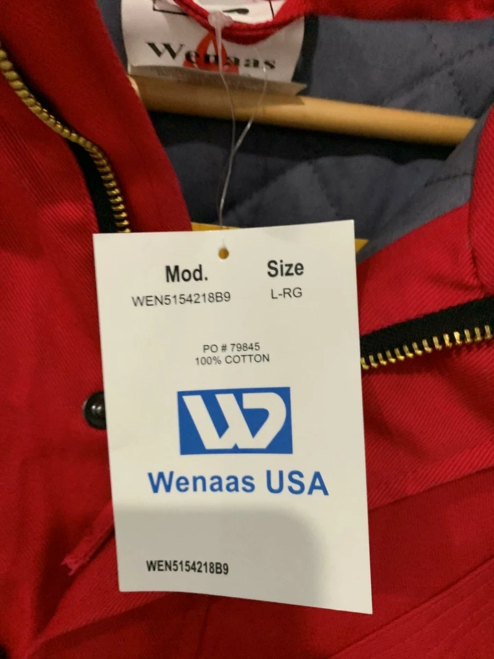 Wenaas USA Flame Retardant Fire Resistant FR Heavy Work Jacket HRC ARC Cat 2 RED - Image 3 of 4