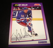 Randy Moller Rangers 1991 Score #79 Blue Signed JSA Certified NHL Autograph 