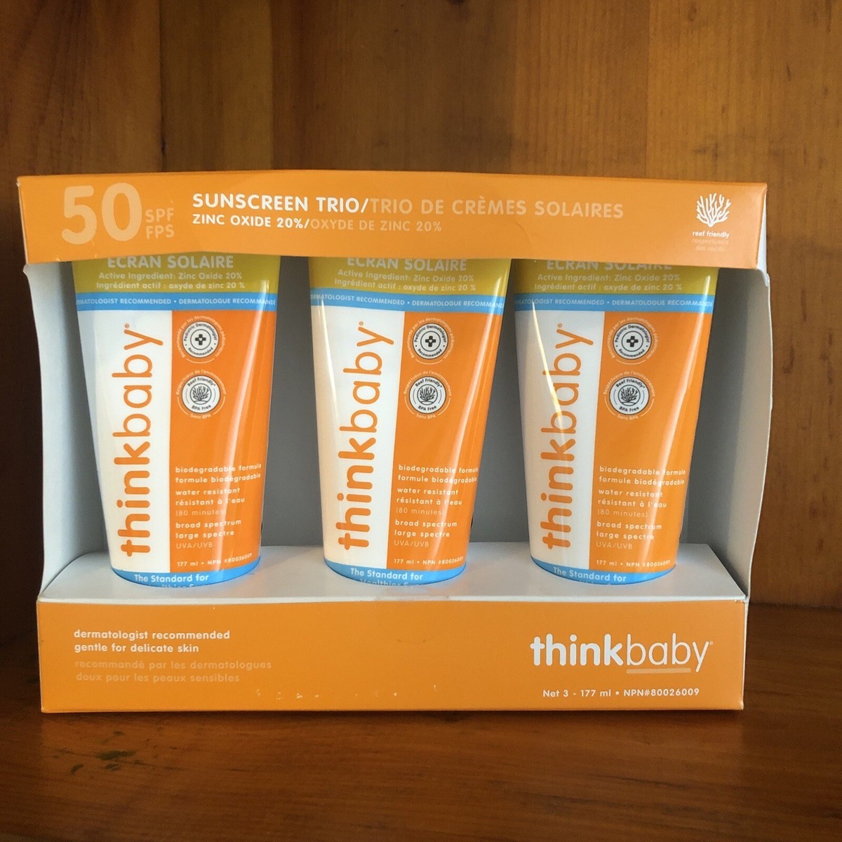 Thinkbaby Baby Sunscreen, Water Resistant, SPF 50 (Pack of