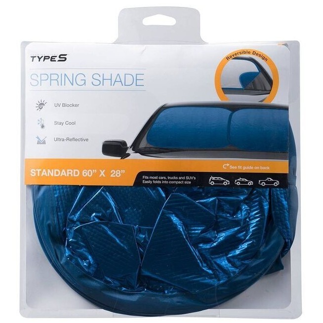 TYPE S STANDARD FASHION REVERSIBLE SPRING SUNSHADE, BLUE/SILVER