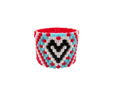 Beaded Heart Peyote Ring in Red, White, Blue and Black / Seed Bead Jewelry