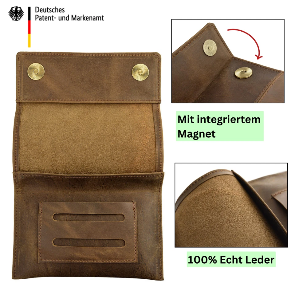 Tabaktasche aus Leder, Tabakbeutel Drehertasche -Tabakbeutel Leder & Drehtabak - Bild 2 von 4