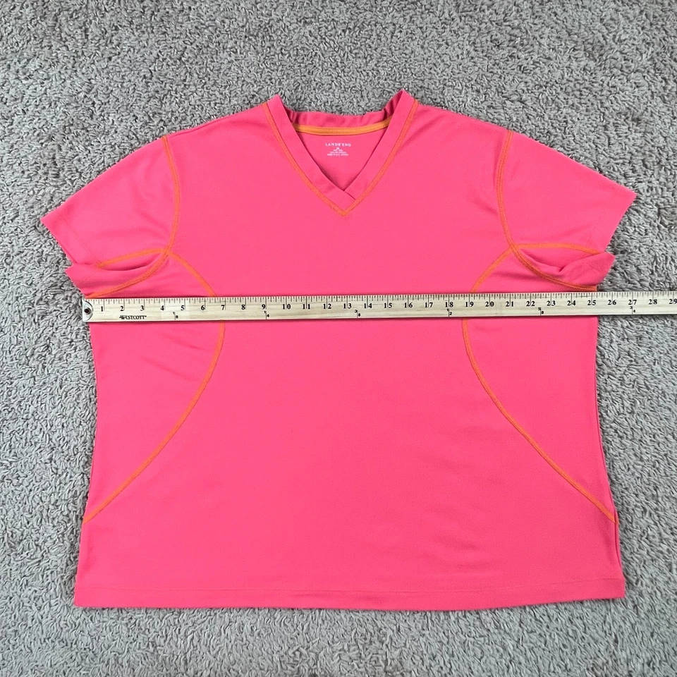 Camiseta deportiva LANDS END rosa atlética cuello en V para mujer 2X 20W 22W manga corta Foto 2 de 4
