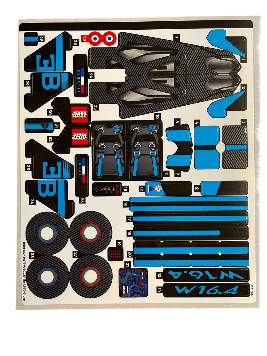 NEW LEGO | Sticker Sheets for Set 42162 Technic Bugatti Bolide
