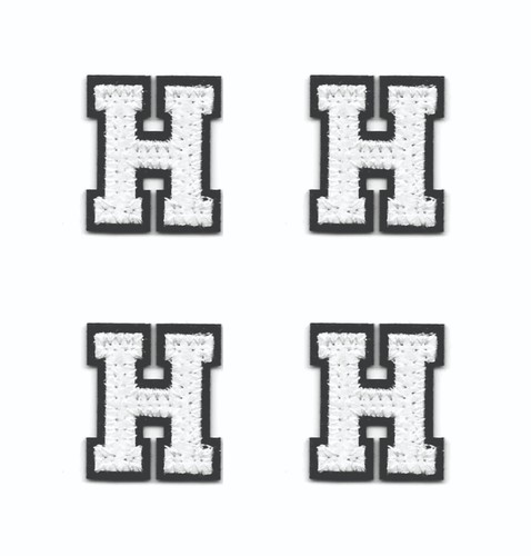 Small Capital Letter H Patch Athletic White Black Felt Uppercase Block Lot of 4