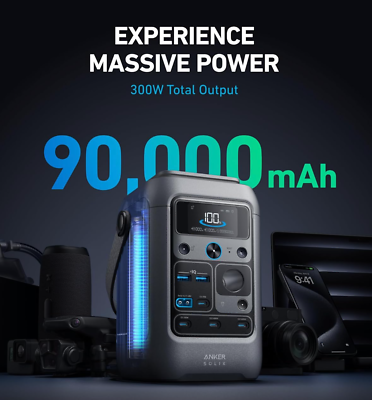 Anker SOLIX C300 DC Power Bank Station (90,000mAh) and 60W Solar Panel |  eBay