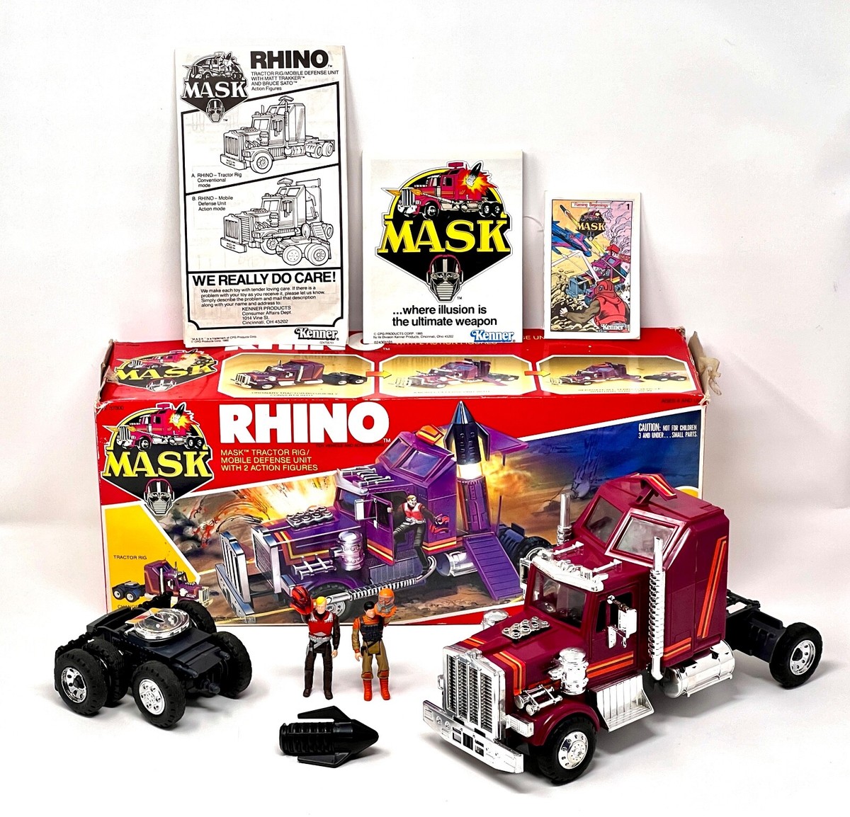 RARE w/ SHORT Masks 100% COMPLETE in Box CIB 1985 MASK M.A.S.K.