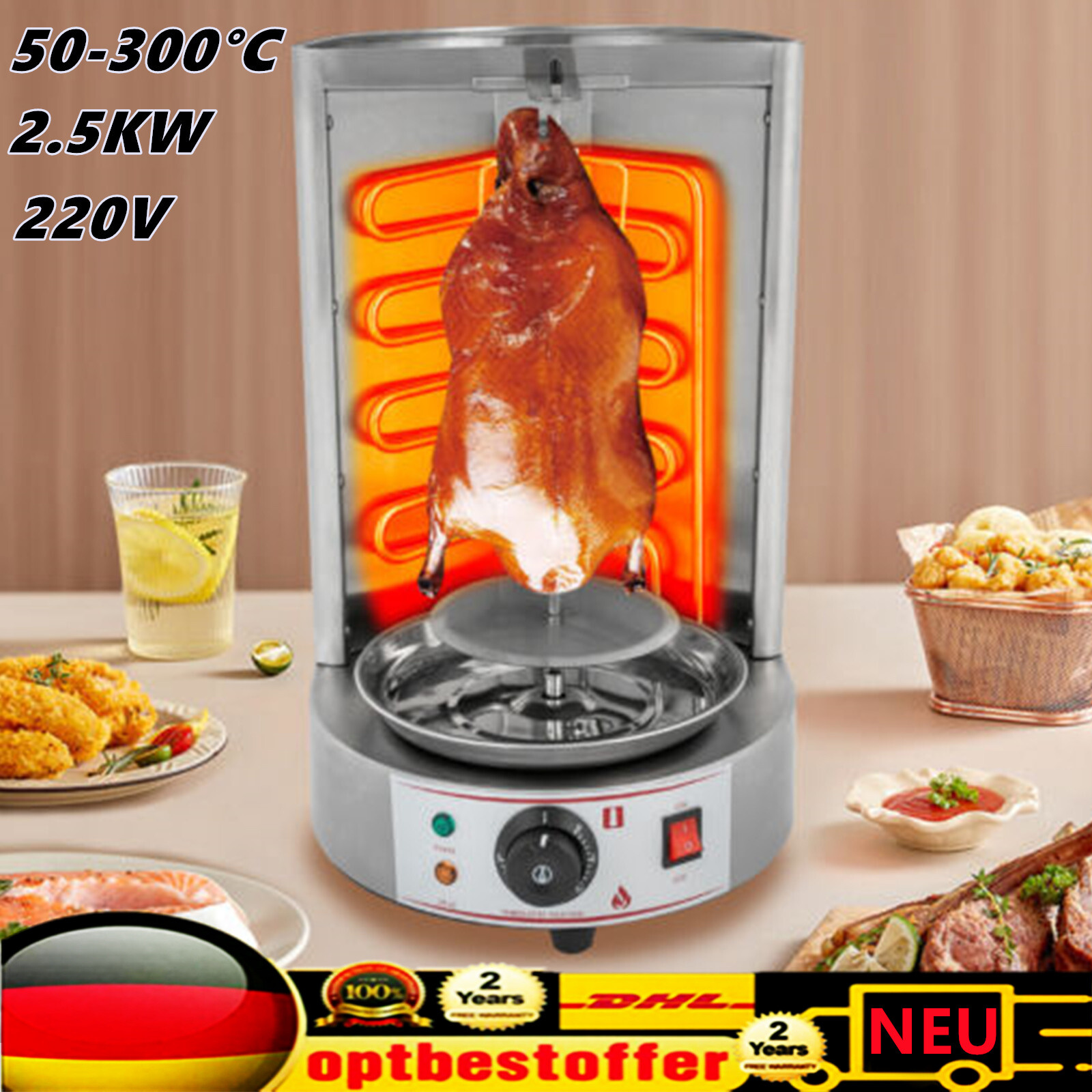 Mini-Backofen mit Rotisserie Elektrischer Indoor-Grill Tischgrills Hähnchengrill