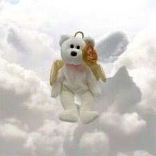 COLLECTORS Retired 1998 Ty Beanie Babies   Halo the Angel Bear Brown Nose