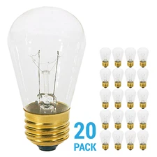 20 Pack CLEAR Patio String Light Sign Bulb 120V 11W S14 Medium E26 Base 11S14/CL