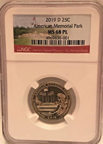 2019 D 25c American Memorial Park 25c NGC MS 68 PL SUPER HIGH GRADE PROOF LIKE - Picture 2 of 2