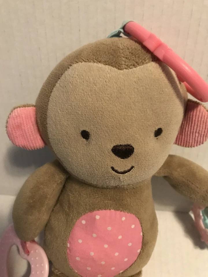 Mordedor arrugado sonajero Child Of Mine Carters mono marrón felpa puntos rosas 10" Foto 4 de 4