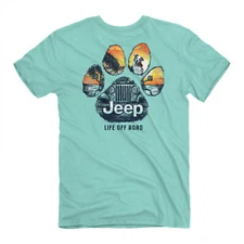 Jeep Canine Off Road Front and Back Print T-Shirt Green