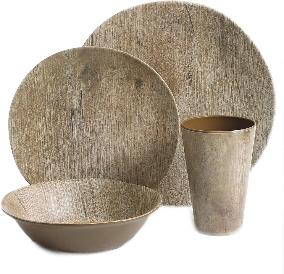 Gibson Home Woodlands Round Melamine Dinnerware Set, Service for Four (16pcs) - image 2 of 4