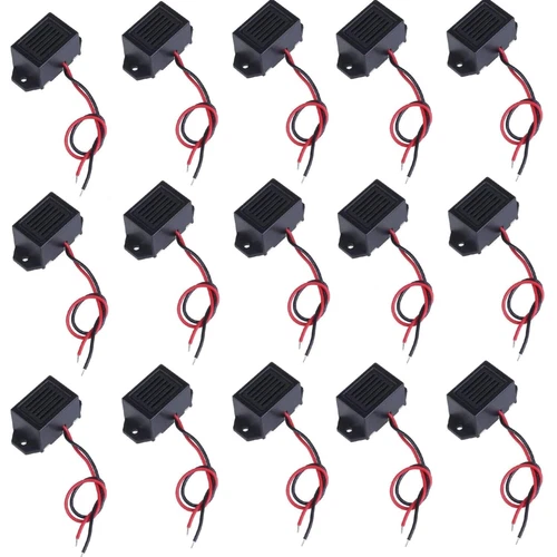 Aktive Piezo-Buzzer 100 dB – 15 Stück in Schwarz für Sicherheitsprojekte