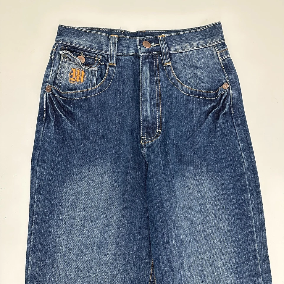 Pantalones de mezclilla Makaveli de pierna recta para niños talla 12 azul lavado oscuro Foto 2 de 4