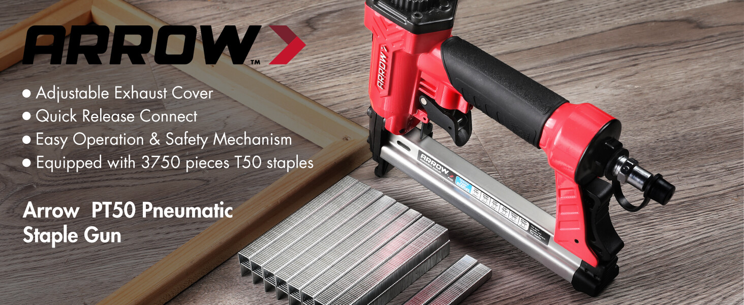 Arrow Pneumatic Staple Gun with 3750 Pieces T50 1/4" 3/8", 1/2" Staples