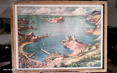 Ancienne Affiche géographie scolaire ROSSIGNOL RECTO VERSO 58x78cm sans le cadre - Photo 1/4