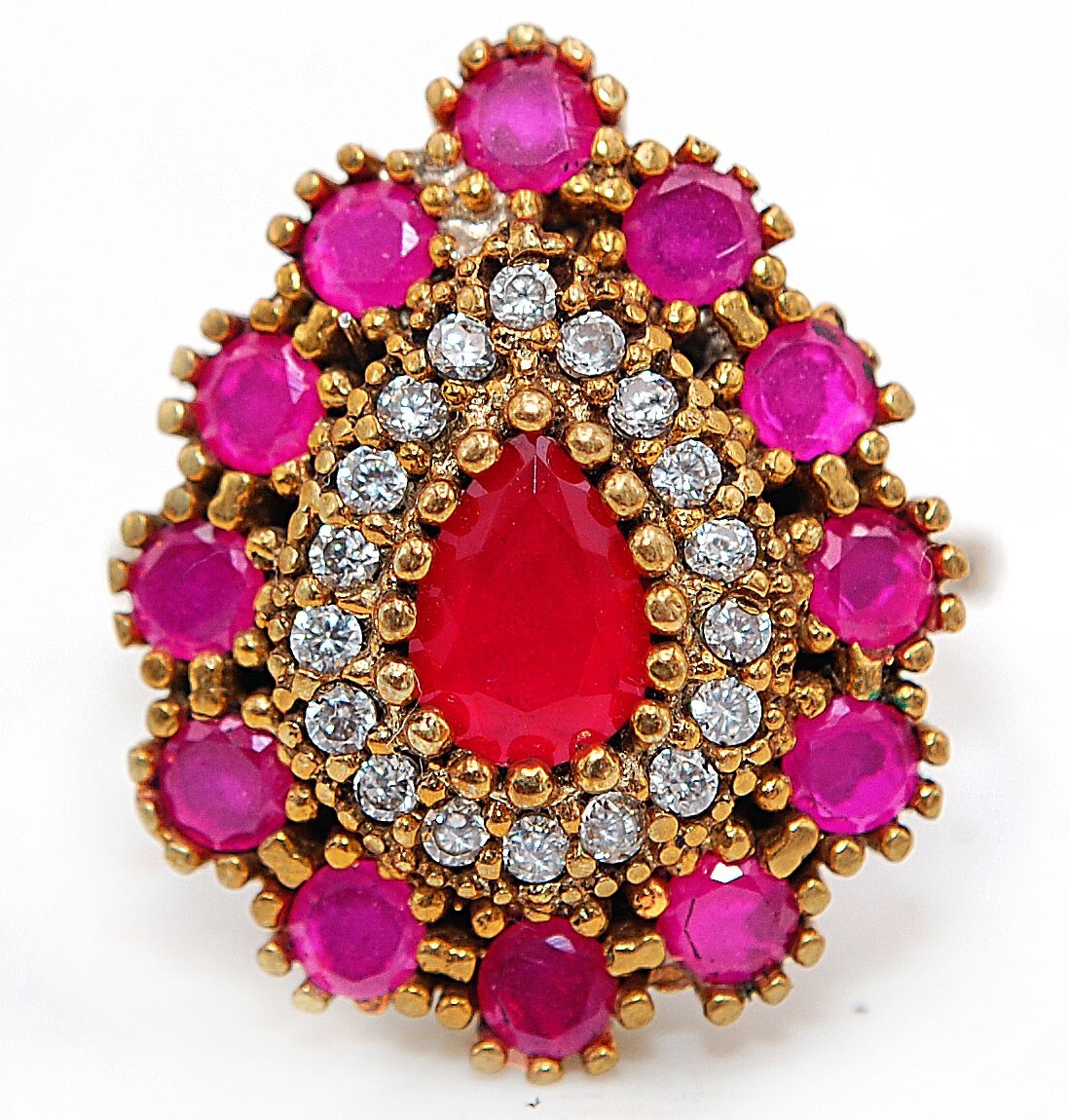 Vintage Ottoman-Inspired 2CT Treated Ruby 925 Sterling Silver Ring Size 8