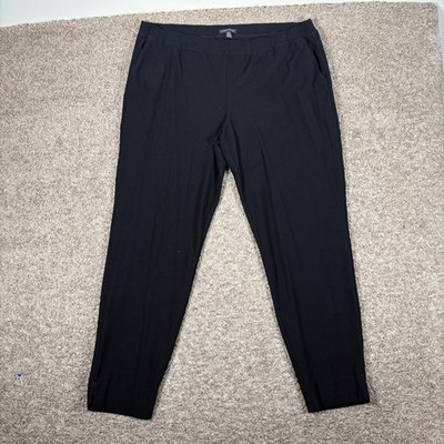 Eileen Fisher Womens XL Black Stretch Viscose Nylon Slim Ankle Pants Tapered Leg