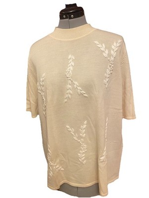 Creation Atelier GP Vintage Sz L Short Sleeved Pullover Sweater W/ Embroidered