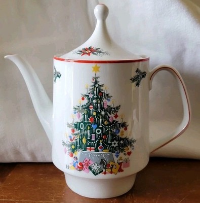 Festive Schumann-Bavaria Germany Noel Christmas Tea Pot Numbered Vintage 