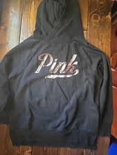 Victoria s Secret Pink Black Hoodie With Rose Gold Sequin Size S Circa 2019