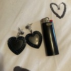 Tarina Tarantino Large Black Heart Earrings — photo 2