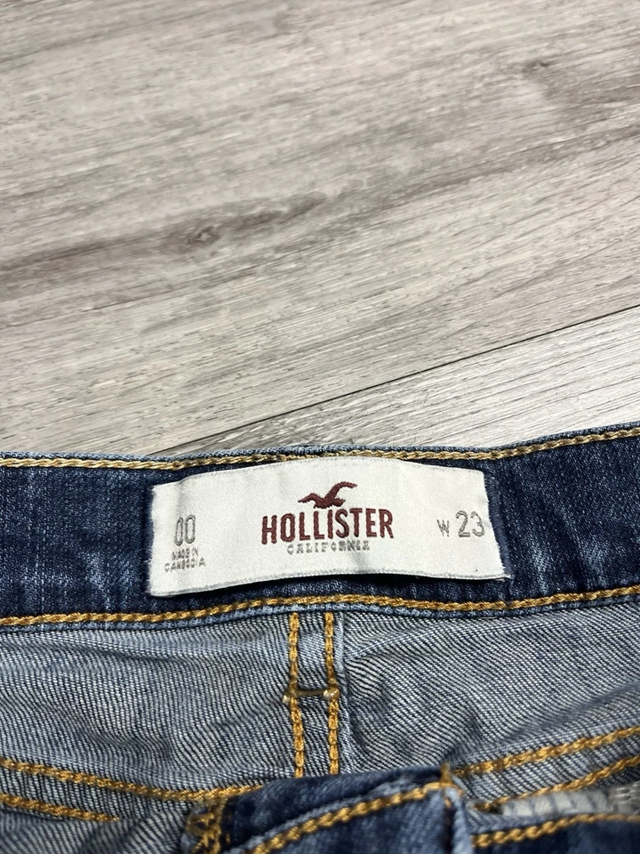 Pantalones Cortos Micro Jean Envejecidos De Colección Y2K Hollister Lavado Medio Tiro Bajo Talla 00 Foto 4 de 4