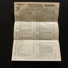 Vintage Remington Model 1100 Instruction Folder And Parts Price List