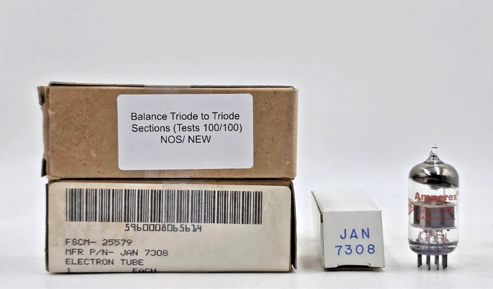 7308 Sub 6DJ8 6922 Amperex Tubo Equilibrado Nuevo (Nuevo Stock Antiguo) NUEVO 1 Año de Garantía Foto 3 de 4