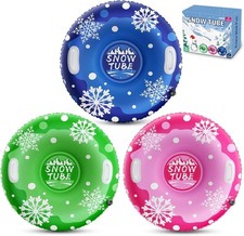 39'' Snow Tube Sled, 3Pack for The Whole Family Inflatable Snow Sled for Kids an