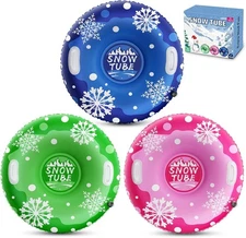 39'' Snow Tube Sled, 3Pack for The Whole Family Inflatable Snow Sled for Kids an