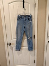 Abercrombie  Fitch Women  s High Rise Distressed Skinny Jeans Size 25