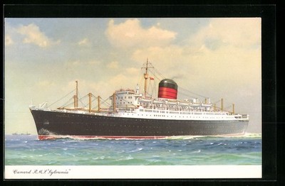 Artist Postcard Passenger Ship RMS Sylvania of the Cunard Line on the High Seas 