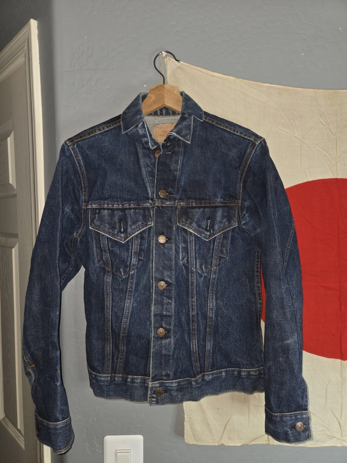 Vintage 60s 70s BIG E Levi's Denim Trucker Jacket Sz 34 Type 3 USA 525 button